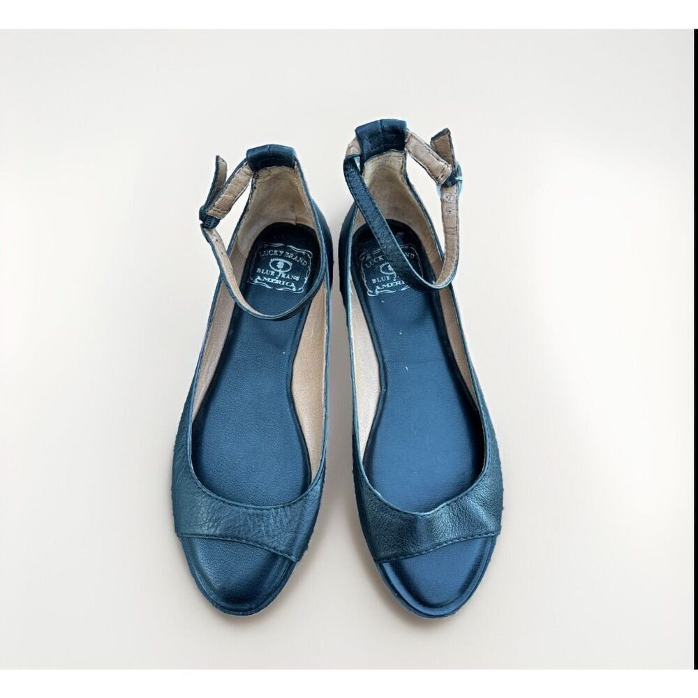 LUCKY BRAND black leather sandals flats sz 8 womens fits 7.5 8